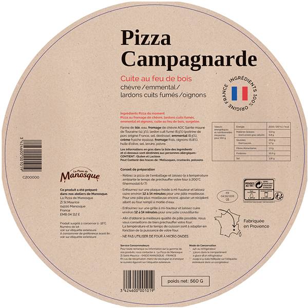 600px x 600px - Pizzas surgelÃ©es - Pizza Campagnarde 100% France - La Pizza de Manosque